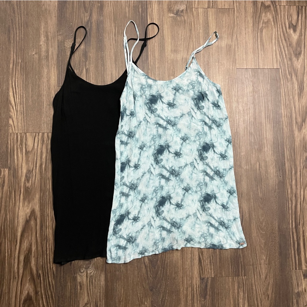 Women’s Tie-Dye Slip Dress & Black Slip Top - Stylish Layering Set